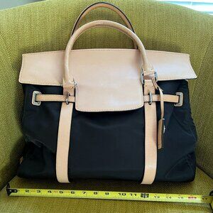 TUMI satchel nylon navy stripe removable flap